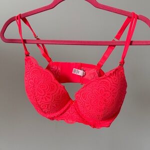 Aerie Lace Push-Up Bra - Hot Coral